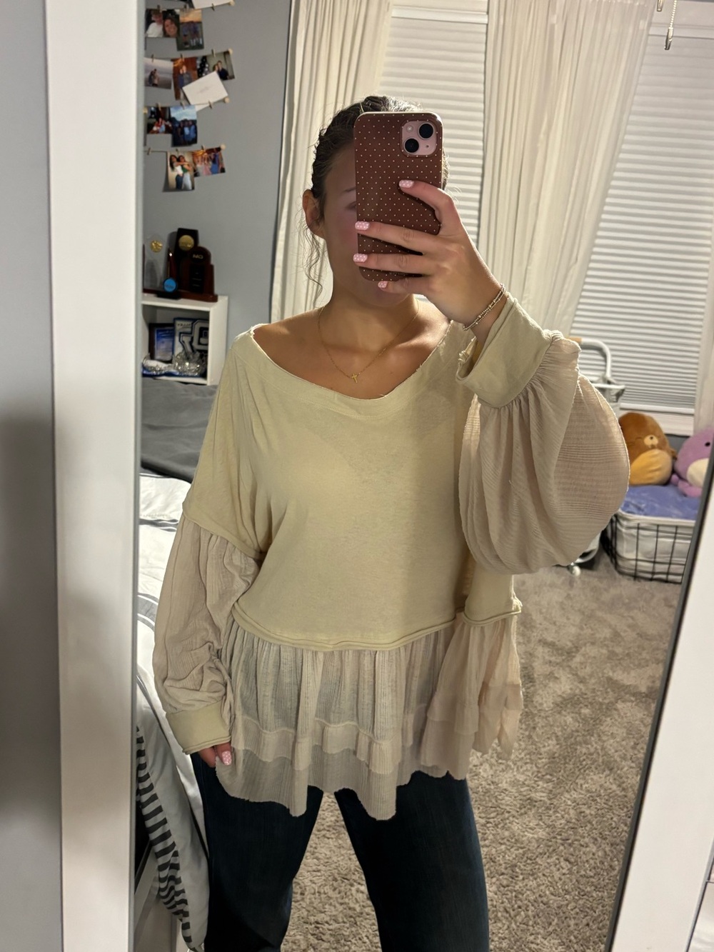 We The Free long sleeve peplum top